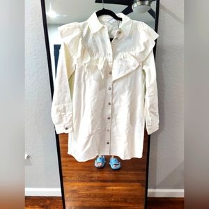 Zara NWT Denim white dress size S